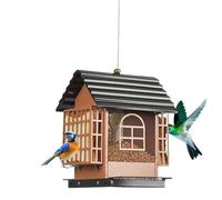 Wild Bird Feeders House Shape Metal Feeding Dispenser
