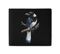 Wild Bird Magpie Bifold Wallet Front Pocket with Money and Credit Card Holder for Men Women