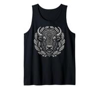 Wild Bison Head with Oak Leaves - Vintage Nature Art Tank Top