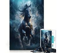 Wild Black Nova Race Horse 1000 Piece Teenager Puzzles Cognitive Train Game Zero Gap Compact Fun for Family Game Time (50x75cm)