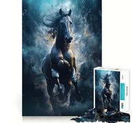 Wild Black Nova Race Horse Jigsaw Puzzles1000 Pieces Cognitive Boost Fun Burr Free Clean Cut Pieces Holiday Indoor Entertainment Toy (38x26cm)