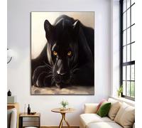 Wild Black Panther Posters Decorative Painting Canvas Wall Art Vintage Animal Decorative Posters, Beige Living Room Decor Wall Pictures 12X16In (30X40Cm)