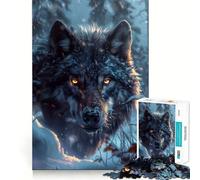 Wild Black Wolf in Snow Jigsaw Puzzle 1000 Piece Mental Exercise Fun Seamless Fit Precise Pieces Engaging Way to Pass Free Hours (38x26cm)