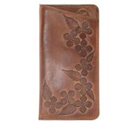Wild Bloom Floral Glasses Case by Mala - Genuine Tan Leather Slip-In Eyewear Pouch with Appliqué Flowers - Protective Soft Case with Dust Bag - 18 x 9.5cm (Tan)