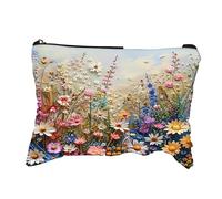 Wild Bloom Makeup Bag, Floral Makeup Bag, Wild Bloom Zipper Travel Cosmetic Bag, Summer Wildflower Style, Flower Themed Gifts (Blossom Haze)