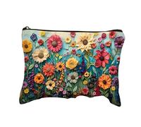 Wild Bloom Makeup Bag, Floral Makeup Bag, Wild Bloom Zipper Travel Cosmetic Bag, Summer Wildflower Style, Flower Themed Gifts (Midnight Garden)