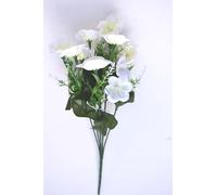 Wild Blossom Mix Bush Real Look Fake Plastic Artifical Flowers Colours Spring Summer Cementry Deco (White)