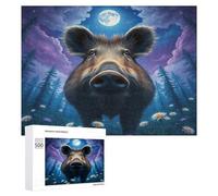 Wild Boar 500Pc Jigsaw Puzzles Adults Children Paisaje Edificio Jigsaws Post-Exam Relaxation Challenging Design Great Gift Students Stress Reliever 500 PCS