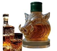 Wild Boar Carafe - 750ml Glass Drink Dispenser, Whisky Alcohol Pourer, Artistic | Bourbon Vodka Tequila Brandy Drinks Shelf Party Gift Father's Day Birthday Wedding Holiday Verm