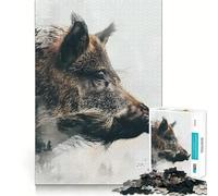 Wild Boar Forest Jigsaw Puzzle 1000 Piece Mind Train Fun Burr Free Clean Cut Pieces Absorbing Activity for Quiet Nights (50x75cm)