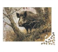 Wild Boar in Forest-Realistic Wildlife Painting Puzzles for Adults 1000 Pieces with No Puzzle Dust Jig Saws As Difficult Puzzles for Tabletop Games And Digital Detox 38x26cm/1000pcs