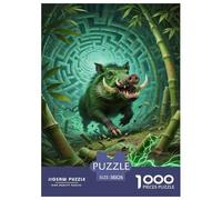 Wild Boar Jigsaw Puzzles for Adults Educational Game Difficult Challenges 1000 Pieces Difficult Hard Jigsaw Puzzles for Man And Woman with Letters on Back 38x26cm/1000pcs