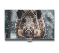 Wild Boar Metal Business Card Case for Men Women Slim Pocket Purse Multi Wallet Professional Pocket Card Holder for Name Card Credit Card, style, One Size