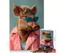 Wild Boar Miami Portrait Jigsaw Puzzles for Adults 1000 Brain Memory Restful Activity Tight Lock Cozy Xmas Gift (50x75cm)