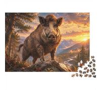 Wild Boar Mountain 1000 Piece Jigsaw Puzzle for Adults | 38x26cm Striking wild boar artwork offers a rewarding screen-free challenge and a scenic nature experience
