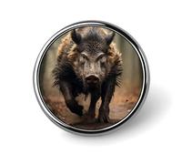 Wild Boar Photos Round Badge Cute Brooch Hats Jackets Decor Personalized Lapel Pin Clothing Jewelry Accessories for Wedding Party Gift