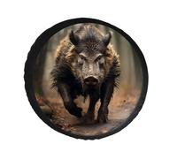 Wild Boar Photos Spare Tire Cover PVC Leather Spare Wheel Cover Dustproof Waterproof Jeep Tire Cover for 34inch Camper, RV Trailer, Truck, SUV Fit Diameter 28-34 Inch