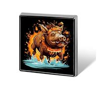 Wild Boar Square Badge Metal Lapel Pins Brooches for Clothing Decoration