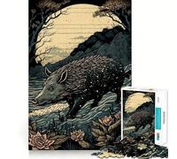 Wild Boar Ukiyo E Japan 1000 Piece Jigsaws for Adults Brain Sharp Game Smooth Burr Free Surface Fascinating Hobby for Idle Moments (50x75cm)