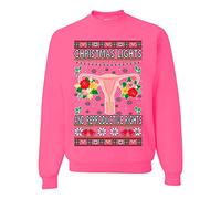 Wild Bobby Christmas Lights & Reproductive Rights Ugly Christmas Sweater Unisex Crewneck Graphic Sweatshirt, Neon Pink, XL