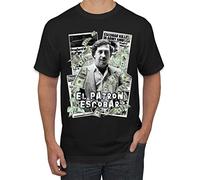 Wild Bobby El Patron Escobar Narcos Pablo Escobar Cocaine Money | Mens Pop Culture Graphic T-Shirt, Black, Medium