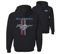 Wild Bobby Ford Mustang Classic Pony USA Logo Emblem Cars and Trucks Front and Back Unisex Graphic Hoodie Sweatshirt, Black, L