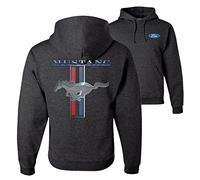Wild Bobby Ford Mustang Classic Pony USA Logo Emblem Cars and Trucks Front and Back Unisex Graphic Hoodie Sweatshirt, Heather Black, M