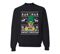Wild Bobby I'm Dreaming of a Dwight Christmas The Office Schrute Funny | Mens Ugly Christmas Sweater Crewneck Sweatshirt - Black - XL