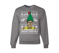 Wild Bobby I'm Dreaming of a Dwight Xmas Ugly Christmas Sweater Unisex Crewneck Graphic Sweatshirt, Heather Grey, L