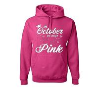Wild Bobby In October We Wear Pink Crown Breast Cancer Awareness Hoodie Sweatshirt, Fuschia-pink Crown, M