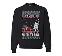 Wild Bobby Merry Christmas Shitter's Full Funny Ugly Christmas Sweater Crewneck Graphic Sweatshirt, Black-shitter, L