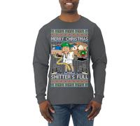 Wild Bobby Merry Christmas Shitter's Full Ugly Christmas Sweater Mens Long Sleeve Shirt, Charcoal Shitter, 3XL