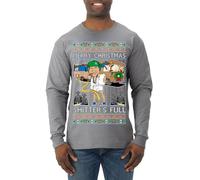 Wild Bobby Merry Christmas Shitter's Full Ugly Christmas Sweater Mens Long Sleeve Shirt, Heather Grey Shitter, L