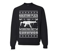 Wild Bobby Nakatomi Plaza Christmas Party Survivor 1988 Ugly Christmas Sweater Crewneck Sweatshirt, Black 1, L