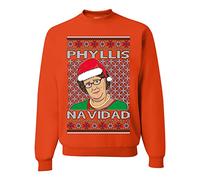 Wild Bobby Office Phyllis Navidad Happy Holiday Ugly Christmas Sweater Unisex Crewneck Sweatshirt, Orange, XL