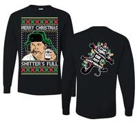 Wild Bobby Shitter's Full Cousin Eddie Christmas Family Vacation Ugly Christmas Sweater Mens Long Sleeve Shirt, Fb-black-eddie, XXL