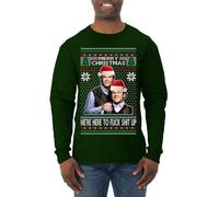 Wild Bobby Step Brothers Parody Holiday Pose Ugly Christmas Sweater Mens Long Sleeve Shirt, Forest Green-step, XL