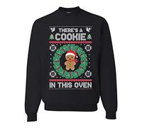 Wild Bobby Theres a Cookie in this Oven Pregnancy Announcement Ugly Christmas Sweater Unisex Crewneck Sweatshirt, Black, XL