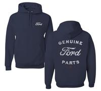 Wild Bobby Vintage Distressed Genuine Ford Parts Cars and Trucks Front and Back Unisex Hoodie Sweatshirt, Navy, 3XL