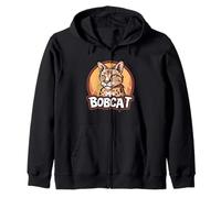 Wild Bobcat Design for a Rugged Adventure Look Zip Hoodie