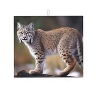 Wild bobcat Dish Drying Mat for Kitchen Counter, Absorbent Microfiber Drainer Mats, Non-slip Kitchen Draining Mat for Coffee Machine Dish Rack Pad 18"x16" Dish Drainer Pad