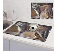 Wild bobcat Dish Drying Mat for Kitchen Counter, Absorbent Microfiber Drainer Mats, Non-slip Kitchen Draining Mat for Coffee Machine Dish Rack Pad 24"x18" Dish Drainer Pad