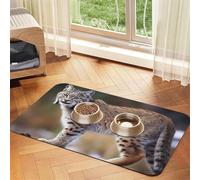 Wild Bobcat Dog Food Mats for Floors, 12x18 Inch Non-Slip Super Absorbent Pet Food Mat, Dishwasher Dog Mat for Food and Water, Cute Rubber Quick Dry Pet Feeding Mat for Dogs Puppy Cats