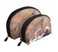 Wild Bobcat Portable Shell Cosmetic Bag Set - Travel Makeup Organiser with Zipper & Inner Compartments
