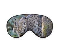 Wild Bobcat Sleep Mask Light Blocking Eye Cover Polyester Eye Mask with Elastic Strap Blindfold for Side Sleeper Sleeping Masks Face Hugging for Women Men Travel