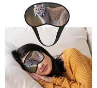 Wild Bobcat Sleep Mask Soft Blackout Eye Mask with Adjustable Strap Comfortable Eye Shade Cover for Women Men Deep Rest Travel Work Home
