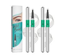 Wild Brow Tip Brow Pen for Natural Hair-Like Strokes and Precise Shaping - Set of Four Waterproof Long-Lasting Eyebrow Pens in Brown and Dark Brown Shades with Fine Tip Applicator