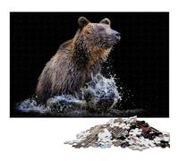 Wild Brown Bear 1000 Pieces Puzzles for Adults Wooden Jigsaw Puzzles Perfect for Halloween Christmas Birthday Gift 1000 PCS(75x50cm)