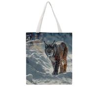 Wild Canada Lynx Big Cat Animal Canvas Tote Bag Reusable Shopping Grocery Bag Cloth Bags with Handles