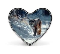 Wild Canada Lynx Snow Big Cat Animal Heart Badge Cute Lapel Pins Personalized Button Brooch for Clothing Bag Accessories